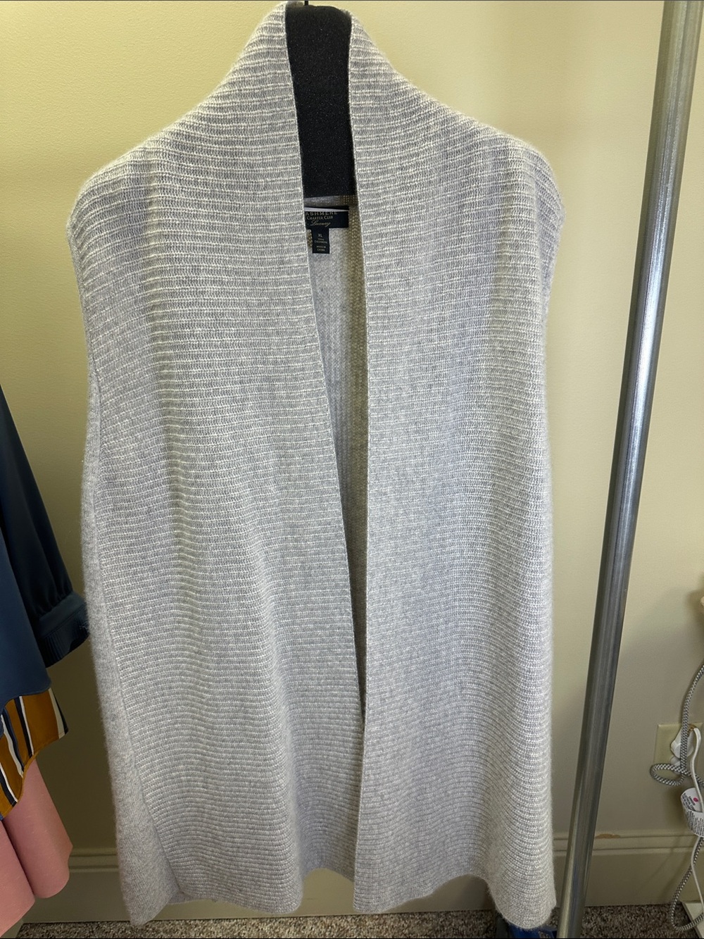 Charter Club Light Gray Open Ribbed Knit Cardigan